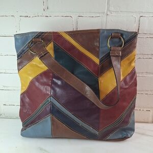 Axcess by Liz Claiborne Vintage Striped Multi Color Vegan Leather Purse Y2K 90s